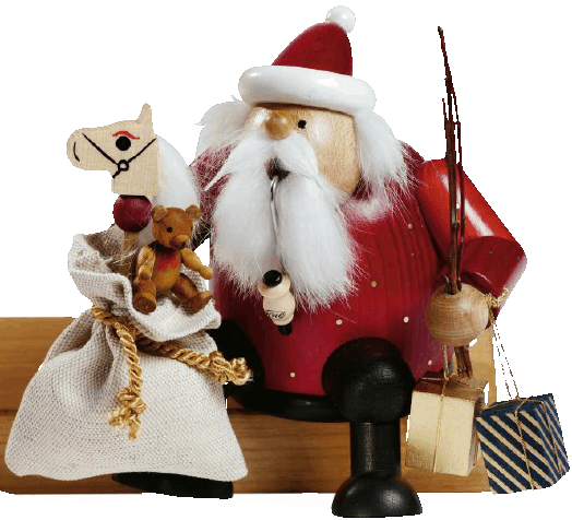 Kantenhocker Räuchermann Weihnachtsmann mit Geschenkesack